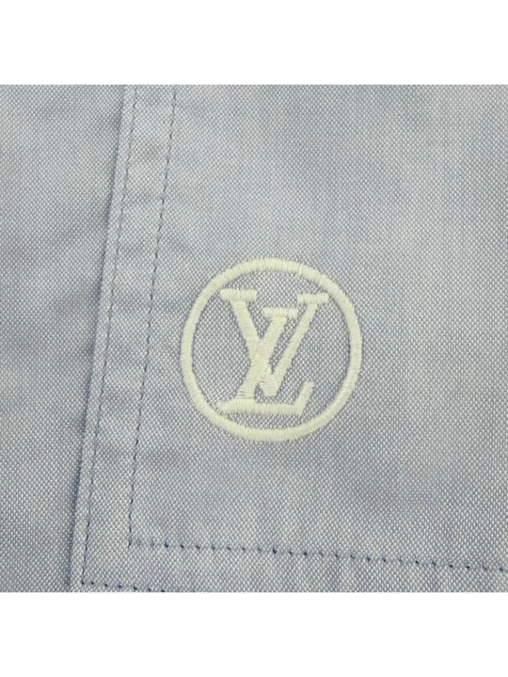 Louis Vuitton Cotton 100% LV Logo Embroidered Pants Light Blue 34